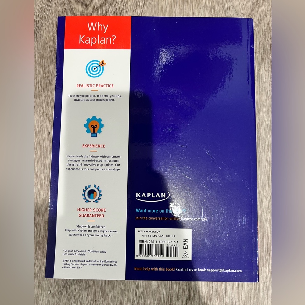 Kaplan GRE Math Workbook - Blue Cover - Picture 2 of 2